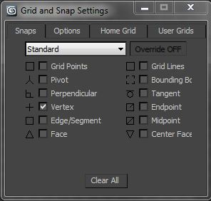 impostazioni Grid e Snap 3ds Max
