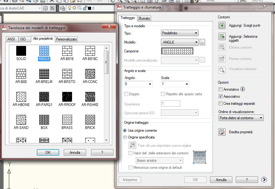 AutoCAD finestra del tratteggio