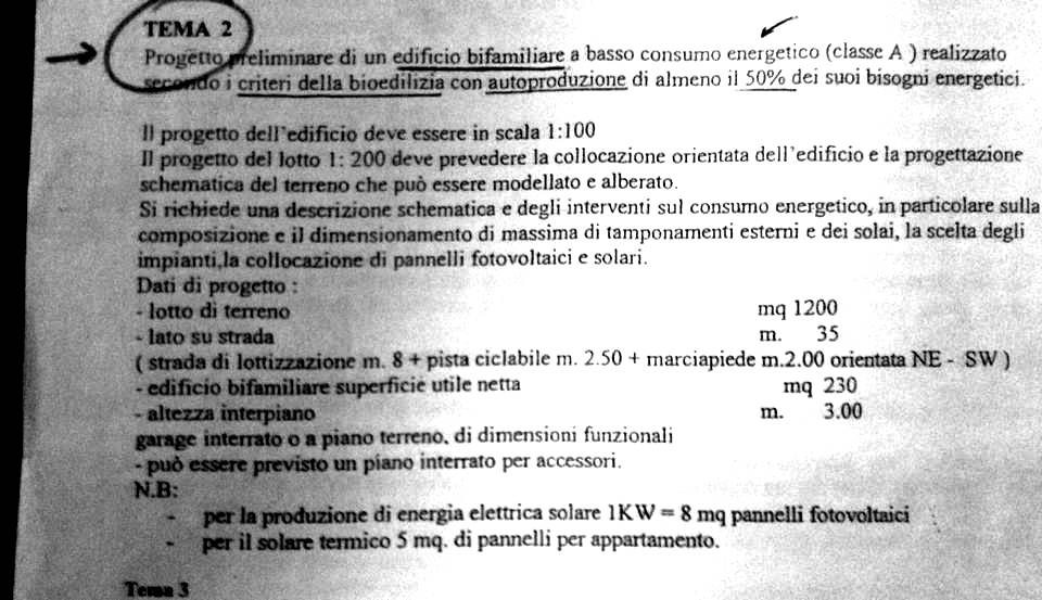 esame di stato architetto traccia Firenze giugno 2007