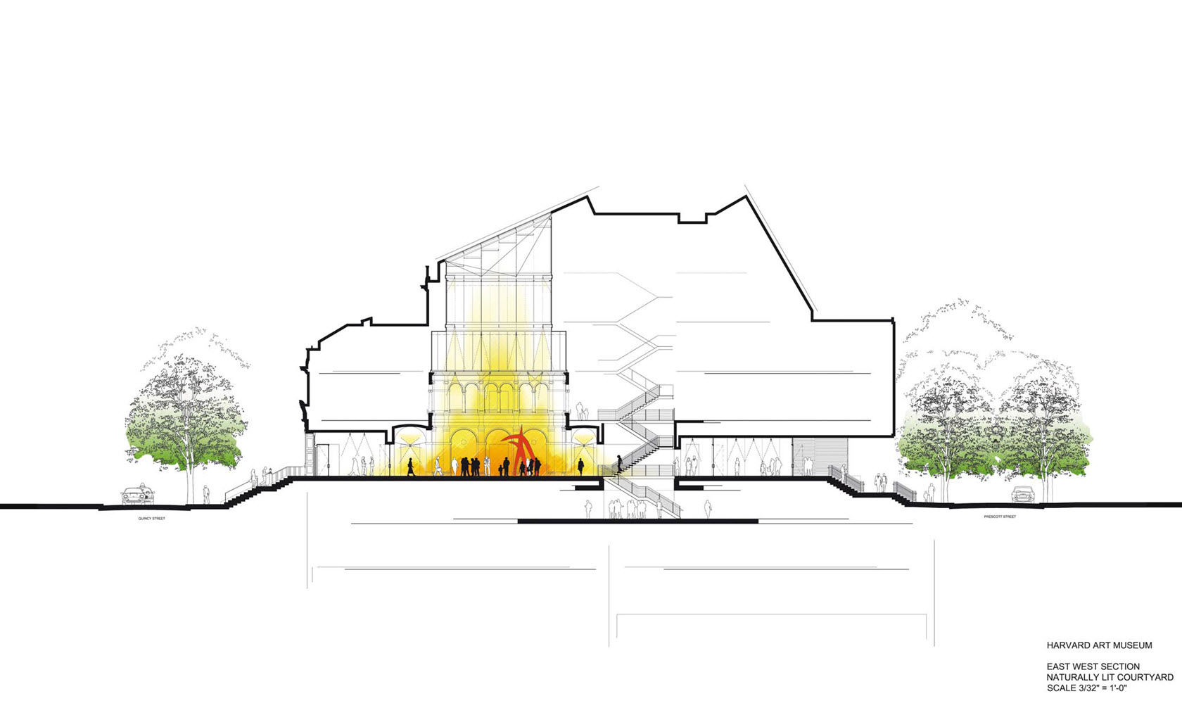 Renzo Piano Harvard Art Museums sezione