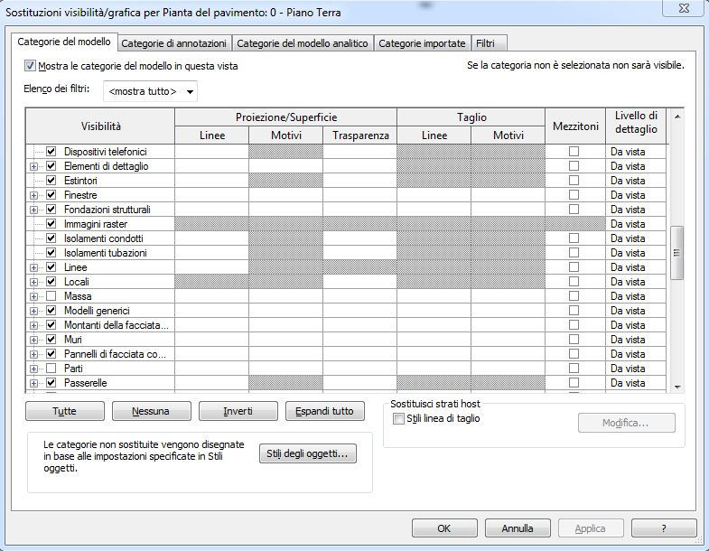 visibiltà grafica revit