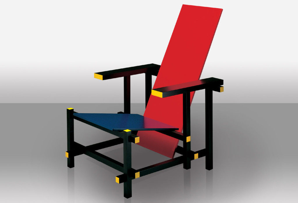 sedia rosso blu