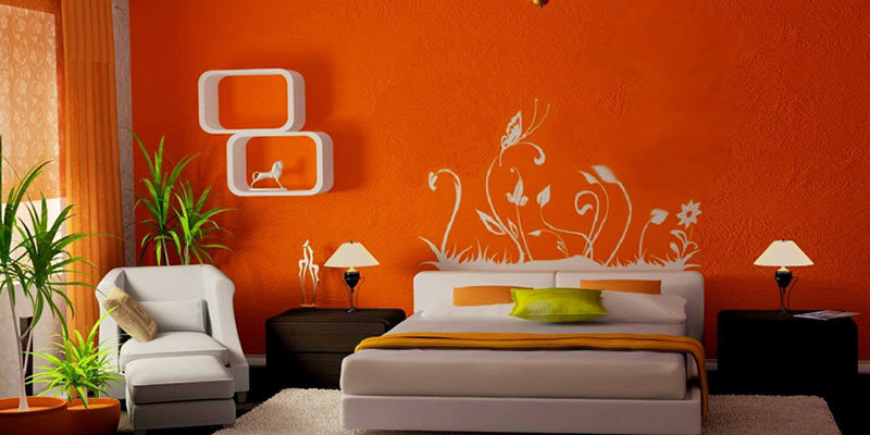 Pareti arancioni camera da letto