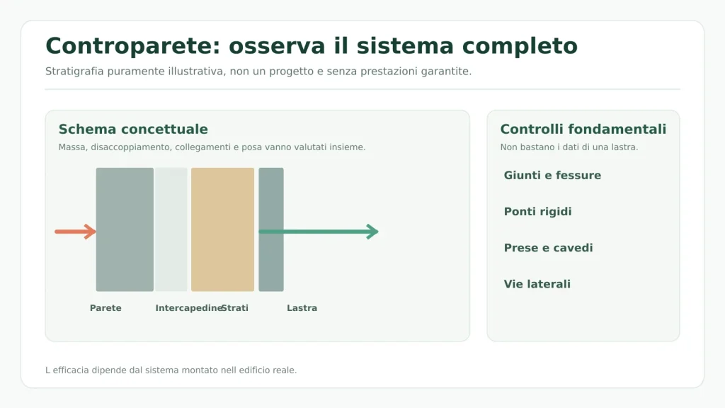 Schema concettuale di parete, intercapedine, strati e rivestimento, senza indicazione di prestazioni