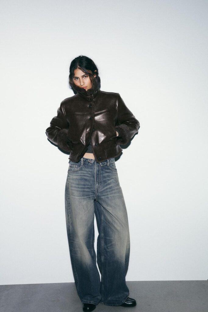Puffer corto in effetto vinile Zara