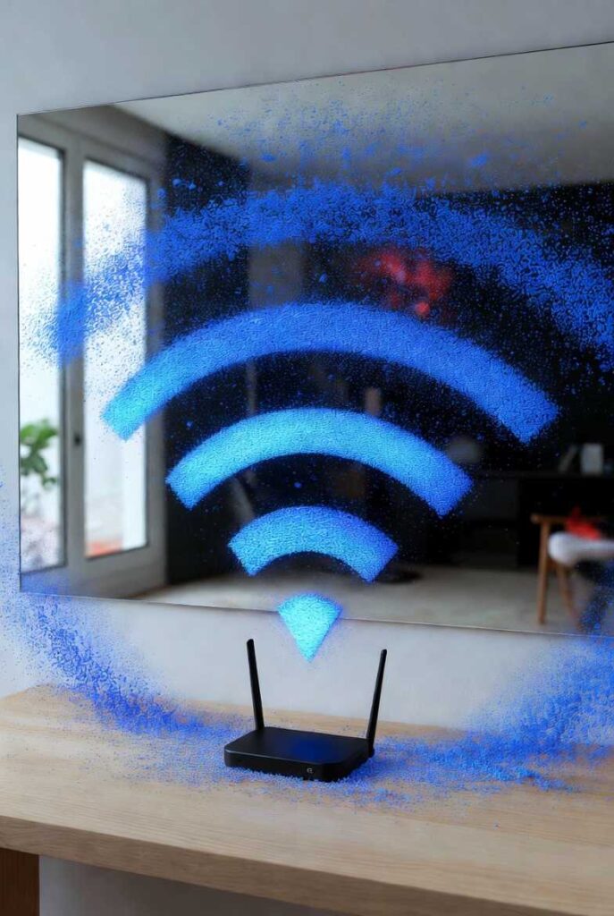 Segnale Wi-Fi riflesso e disturbato da specchio in casa - causa comune di wifi lento