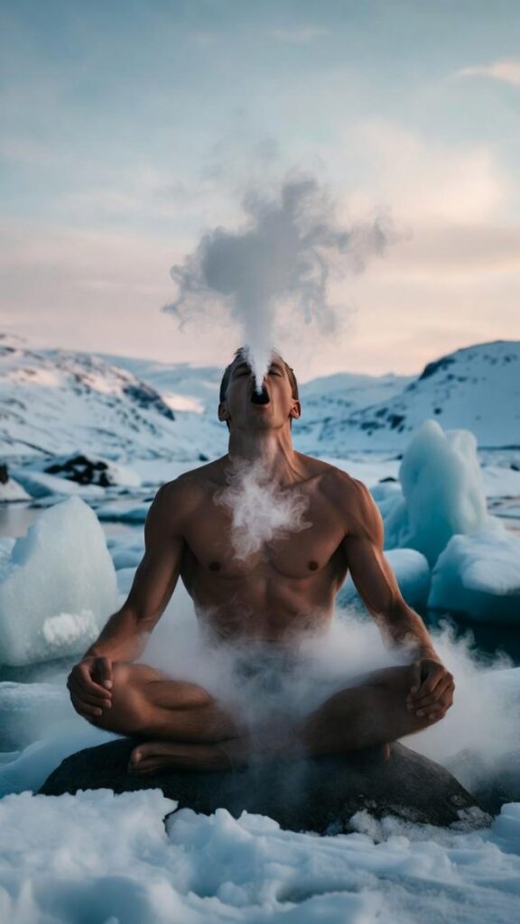Metodo Wim Hof recensioni con esercizi respirazione Wim Hof in paesaggio ghiacciato