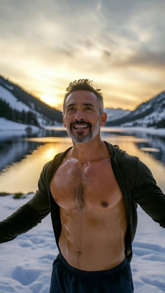 Metodo Wim Hof recensioni uomo sorridente montagna innevata benessere