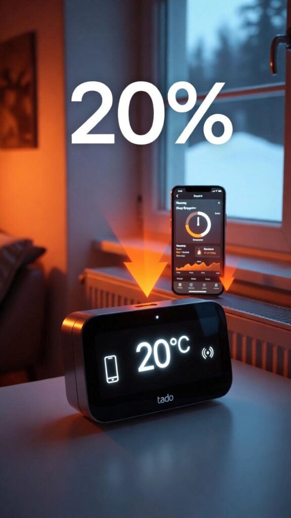 Come fare per mantenere la casa calda in inverno con termostato Tado smart che mostra 20°C e risparmio 20% su app