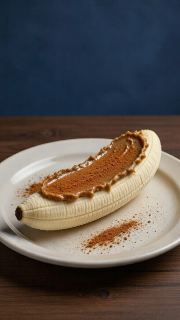 Snack salutari prima di dormire: banana spalmata con burro di mandorle, cannella