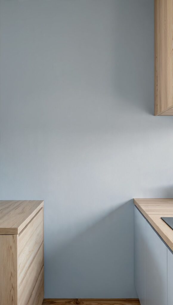 cucina celeste opaca legno finitura matt assorbe luce