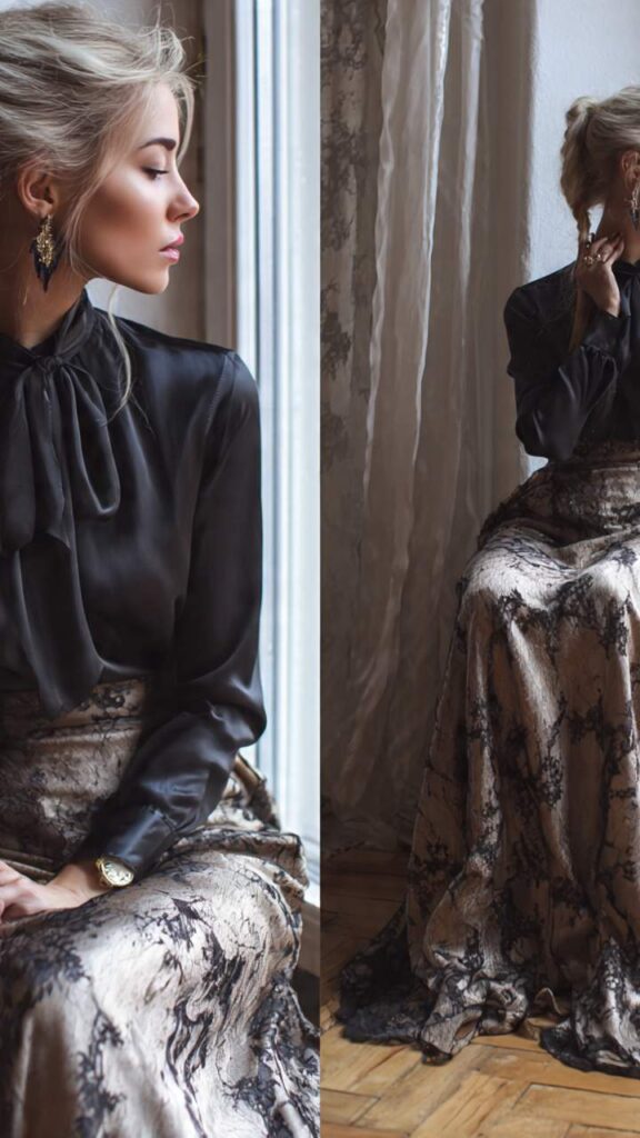 gonna lunga estiva donna sera tessuto prezioso pizzo trasparenze top seta sandali tacco giacca jeans kimono