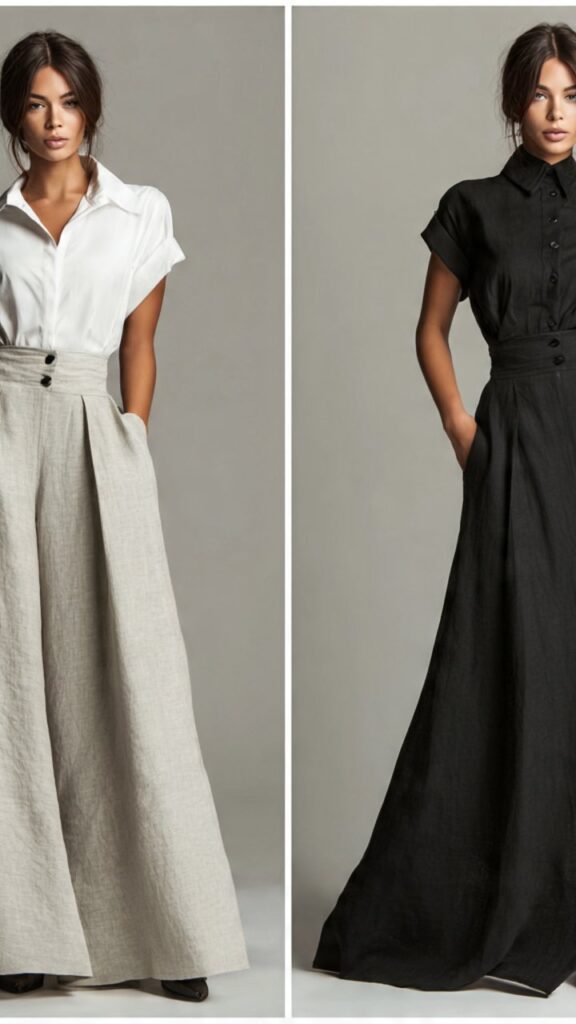 gonna lunga lino 2026 stili dritti minimalisti ampi svasati look casual chic formale