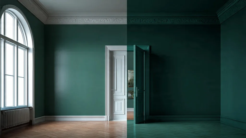 4 palette colour drenching 2026 con codici esadecimali: Verde Salvia Terracotta Blu Notte Borgogna Pantone Mocha Mousse