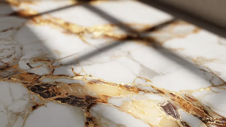 Texture 3D gres porcellanato Calacatta Oro con displacement map per render V-Ray Corona
