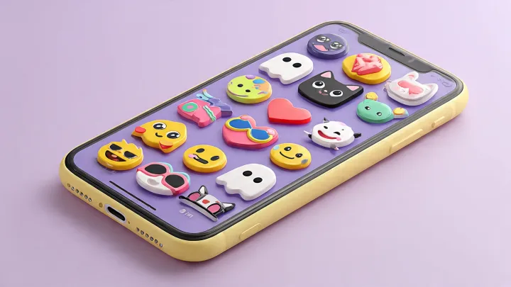 Collezione di sticker 3D di Emoji Kitchen da usare su WhatsApp Smartphone con tastiera piena di sticker 3D colorati creati con Emoji Kitchen di Google