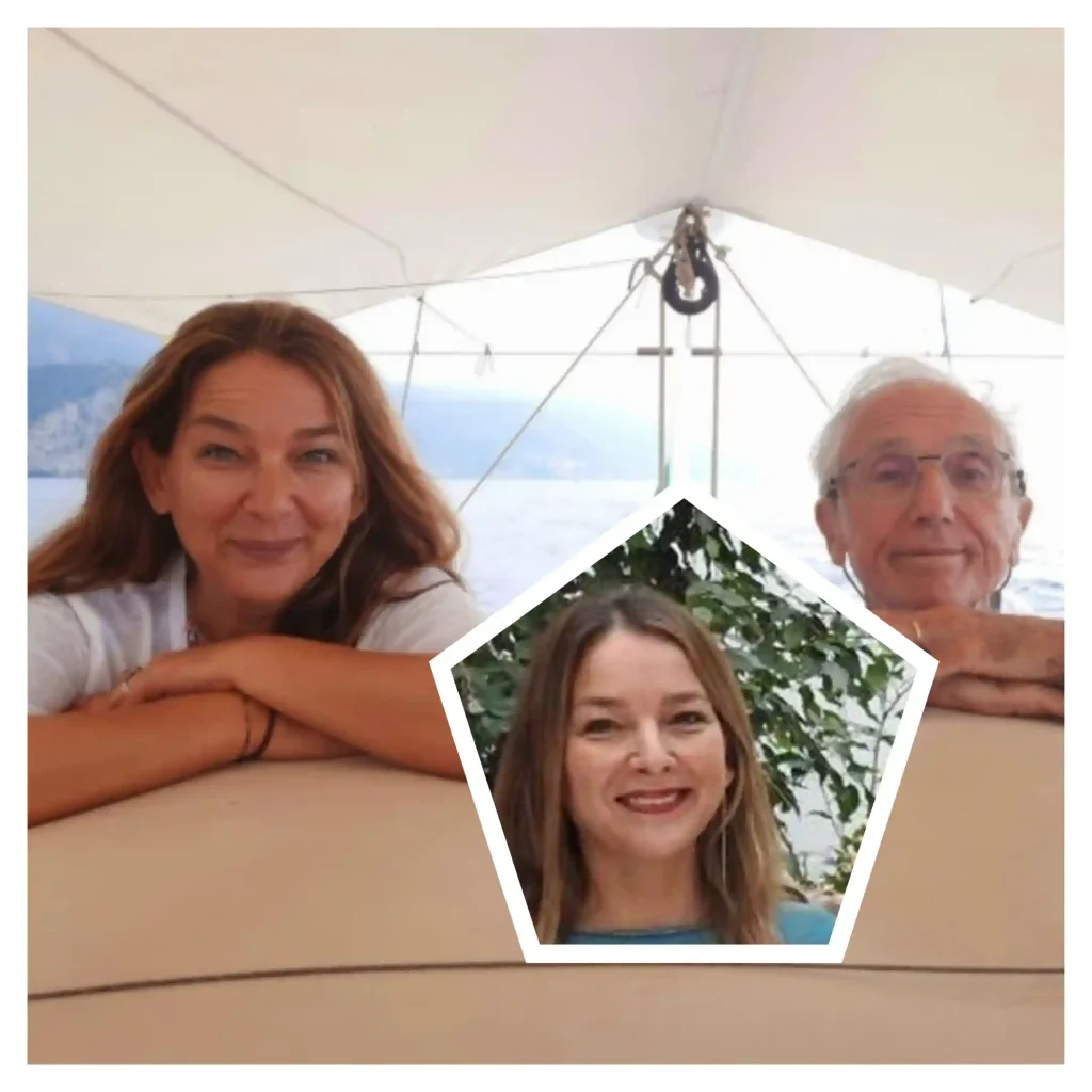 Lia Piano, figlia di Renzo Piano Lia Piano, figlia di Renzo Piano, ritratta in un collage con due fotografie