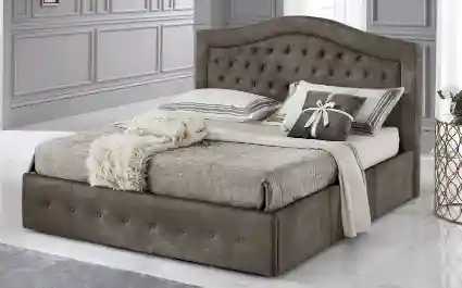 Letto contenitore matrimoniale Lucilla Mondo Convenienza con testiera imbottita e struttura moderna.