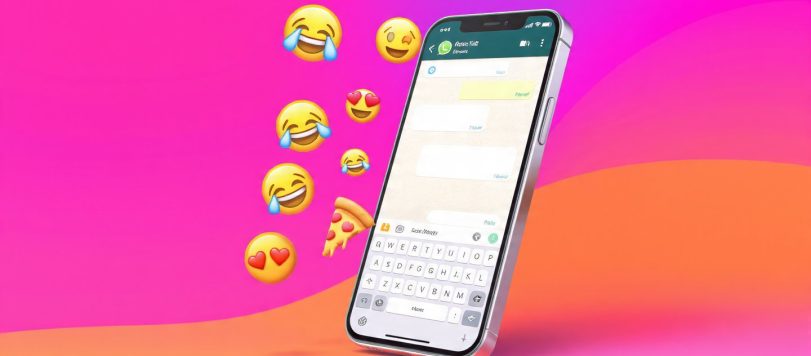 Smartphone con chat WhatsApp aperta e emoji 3D fluttuanti, la magia di Emoji Kitchen Esplora 2026