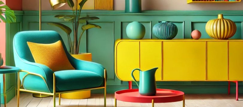 Mobili verniciati con colori vivaci