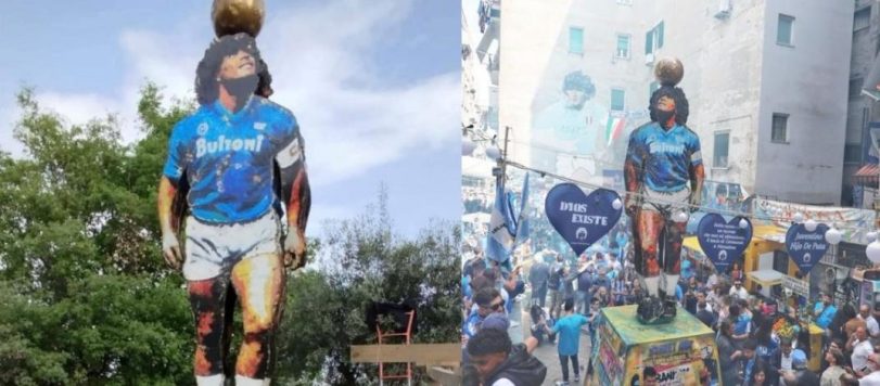 Statua inaugurata a Napoli Maradona