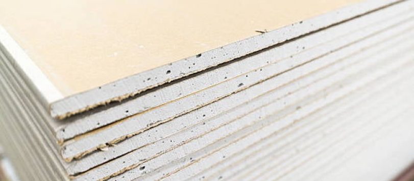 stack of gypsum board preparing for construction